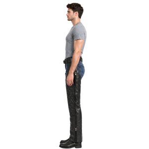 Midnight Rider black leather assless motorcycle chaps