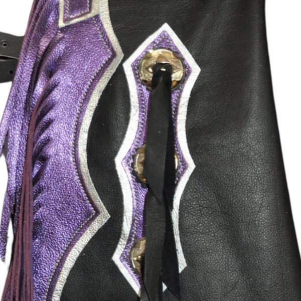 Adult Bull Riding Chaps Black and Purple