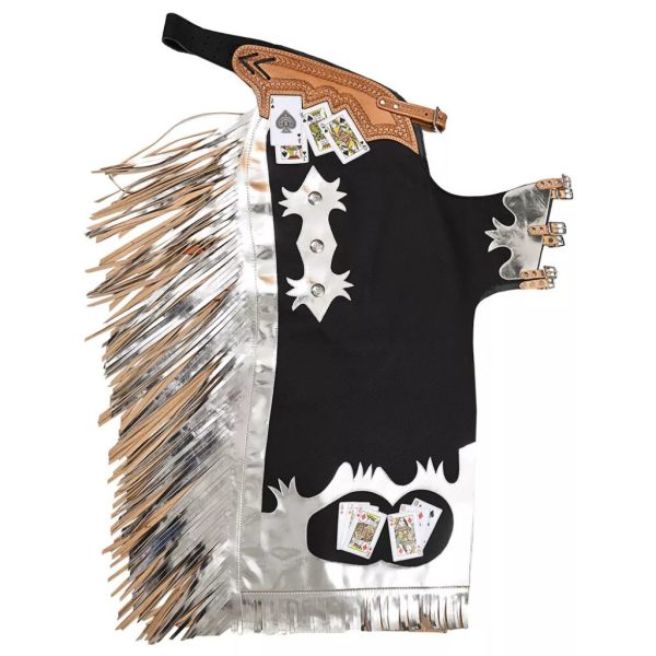 Black and Silver Bull Riding Leather Rodeo Western Chaps