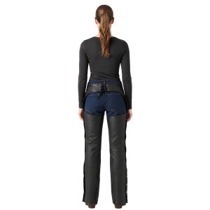 Black leather assless motorcycle chaps