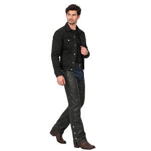 Mystic Obsidian men's black leather biker chaps
