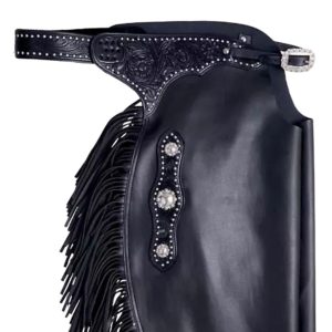 Black Smooth Sheep Leather Chinks