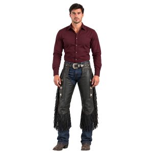 Black Smooth Sheep Leather Chinks