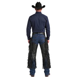 Men's black leather cowboy chinks for riding