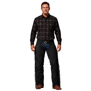 Black Suede Riding Chaps With Fringe