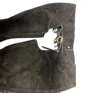 Black Suede Riding Chaps With Fringe