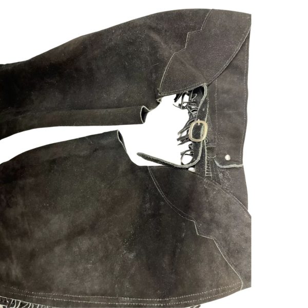 Black Suede Riding Chaps With Fringe