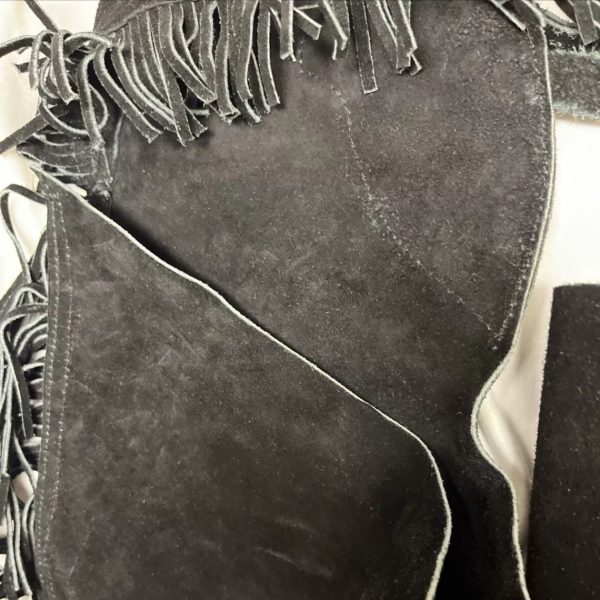 Black Suede Riding Chaps With Fringe