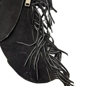 Black Suede Riding Chaps With Fringe