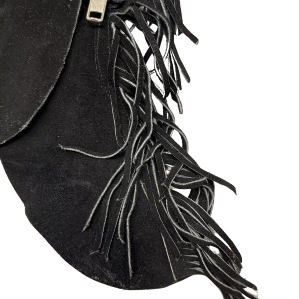 Black Suede Riding Chaps With Fringe