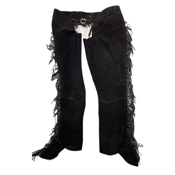 Black Suede Riding Chaps With Fringe