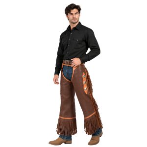 Western riding chinks with long side fringe