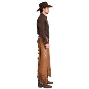 Handmade Western Cowhide Chinks with Decorative Fringe