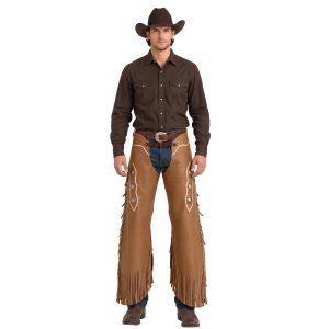 Custom Western Chinks Cowhide Leather With Fringe