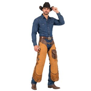 Western riding chinks with rugged suede finish