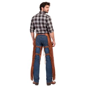 Cowboy riding chinks with decorative fringe