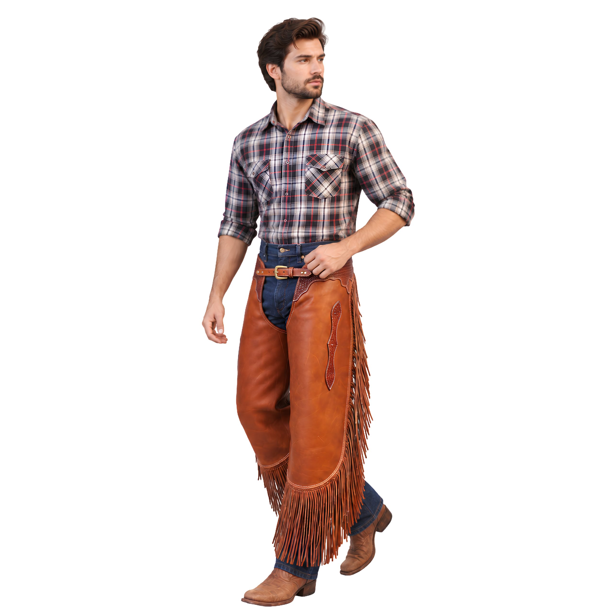 TEXAS USA フリンジ付きスエードチャップス Heritage Trim Chinks Chaps with Fringe -Classic Western Elegance