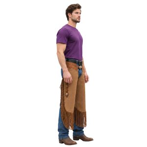 Brown suede leather Western chinks