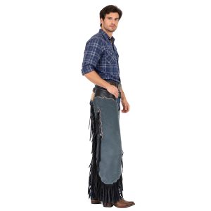 Western Suede Chinks with Black Fringe Detailing