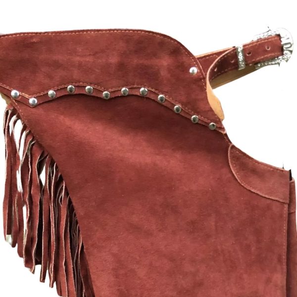 Studded Vintage Suede Fringe Chaps