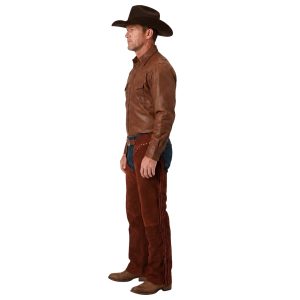Western suede riding chaps with studded detailing