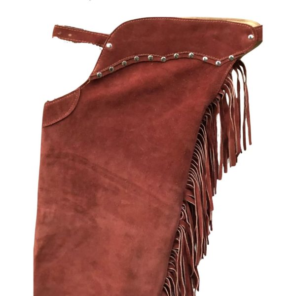 Studded Vintage Suede Fringe Chaps