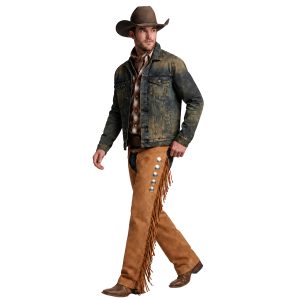 Suede Western riding chaps with long fringe