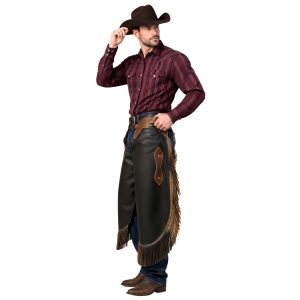 Rugged Western Leather Chinks with Vintage Cowboy Style