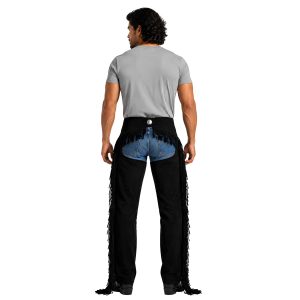 Men's black suede cowboy riding chaps