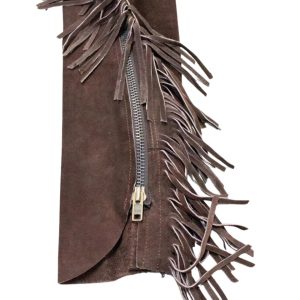 Brown Suede Leather Fringe Chaps
