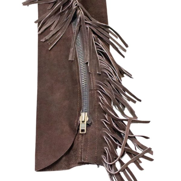 Brown Suede Leather Fringe Chaps