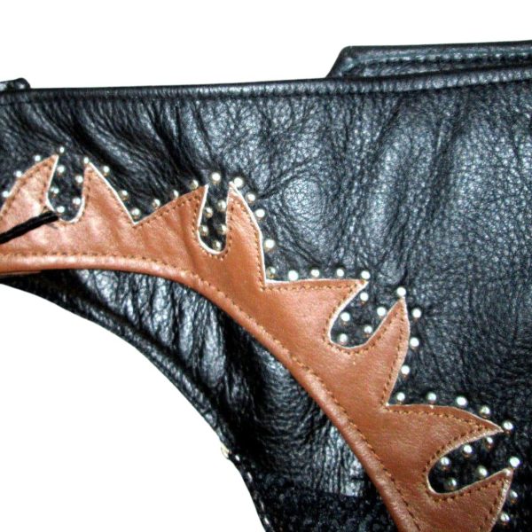 Leather Chaps With Hot Studs & Fringe