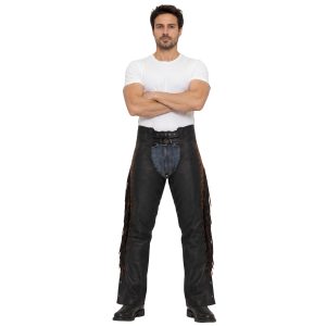 Leather Chaps With Hot Studs & Fringe