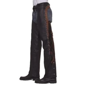 Leather Chaps With Hot Studs & Fringe