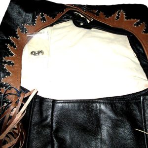 Leather Chaps With Hot Studs & Fringe