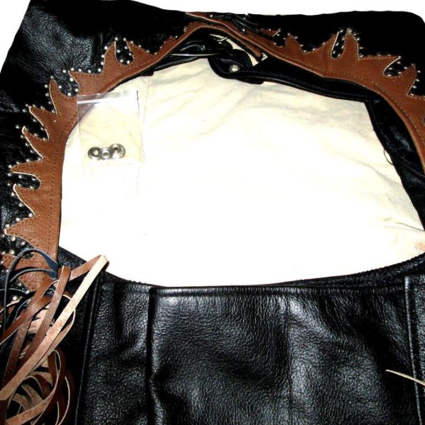 Leather Chaps With Hot Studs & Fringe
