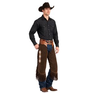 Western Suede Chinks Chaps with Rugged Cowboy Style
