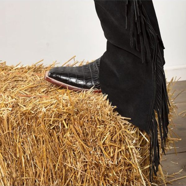 Western Black Chaps With Fringes