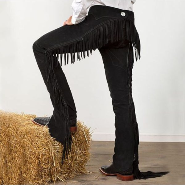 Western Black Chaps With Fringes