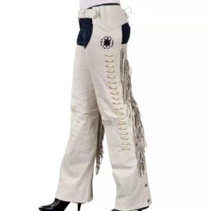 White Western Show Chaps With Fringe