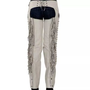 White Western Show Chaps With Fringe