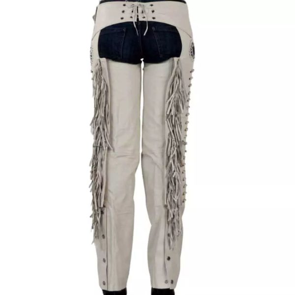 White Western Show Chaps With Fringe