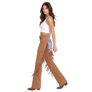 Genuine suede leather chaps with side fringe