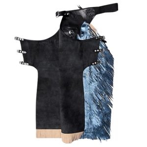 Black Bull Riding Leather Chaps For Sale