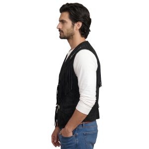 Men's Black Western Leather Vest