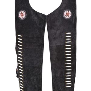 Black Ladies Western Chaps With Fringe