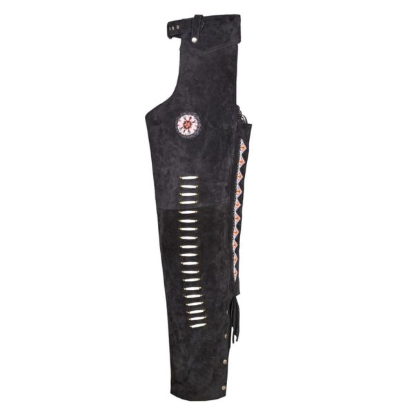 Black Mens Western Style Suede Leather Chaps