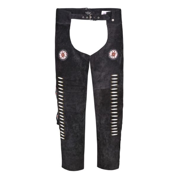 Black Mens Western Style Suede Leather Chaps