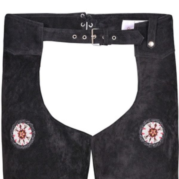 Black Mens Western Style Suede Leather Chaps