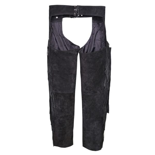 Black Mens Western Style Suede Leather Chaps